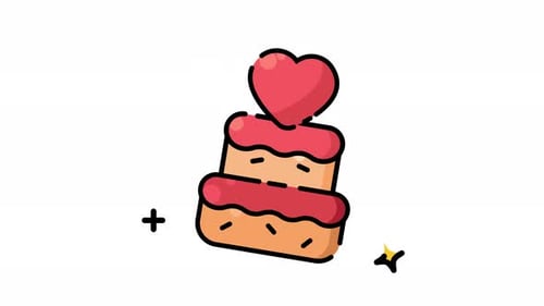 Animated Celebration Cake with Heart Icon