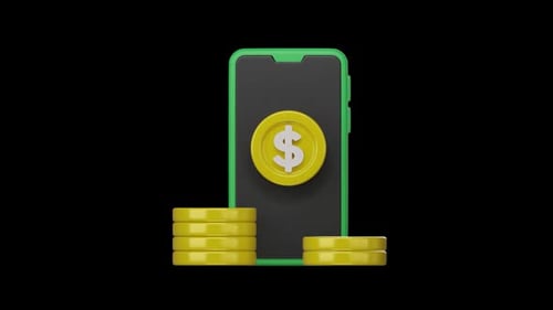 3D Smartphone Showing Digital Money Accumulation