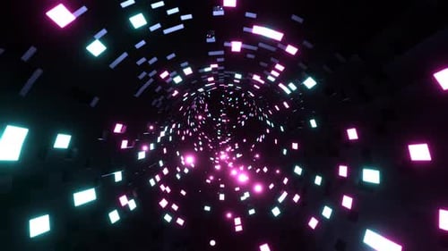 Cyan and Pink Beautiful Neon Sci Fi Torus Tunnel Background VJ Loop l 4K