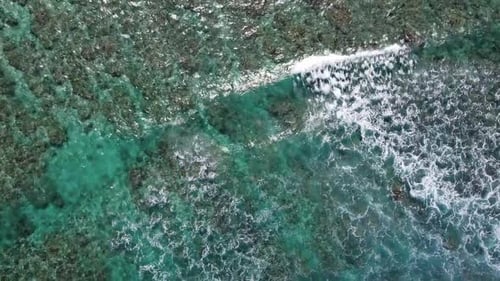 Aerial view of crystal clear seawater. Luxury, romantic vacation, honeymoon exotic destination.