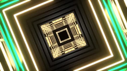Turquoise And Yellow Square Strobe Light Tunnel Background Vj Loop In HD