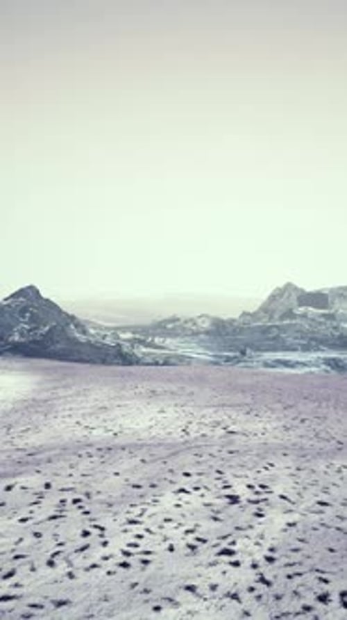 Dramatic Winter Dark Desert Steppe on a Highland Mountain Plateau