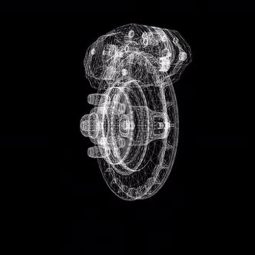 Wireframe 3D Animation of Rotating Car Brake System