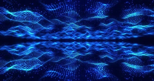 Futuristic Abstract Wavy Blue Particle Loop Background