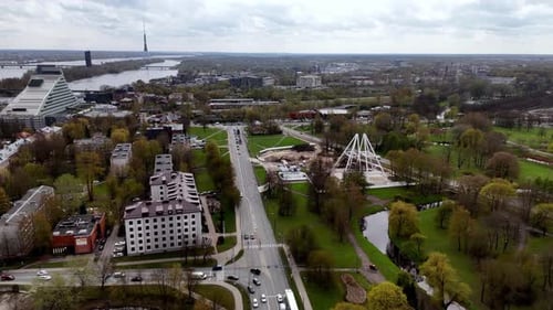Aerial View of City Park and Architecture