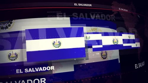 El Salvador Flag Multiple Digital Elements News Broadcast Opener