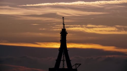 Sunset Silhouette of Tamsui Bridge.