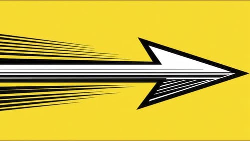 Bold comic arrow streaking across yellow backdrop sliding motion hand drawn digital seamless loop an