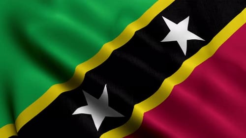 Saint Kitts and Nevis Flag Realistic Waving Loop Animation