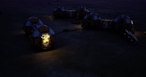 Futuristic Modular Space Colony on Alien Planet Animation