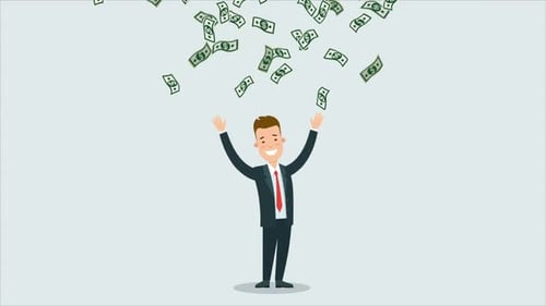 Raining Money And Businessman