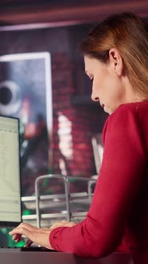 Vertical Video AI Chatbot Application Displayed on a Desktop Computer for Solutions