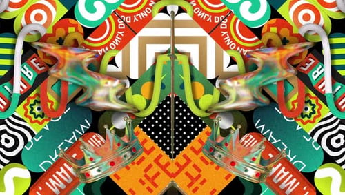 Pop Line Blitz Crown Abstract Vibrant Color Geometric Psychedelic Face Mask Tribal Mix Bold Shape