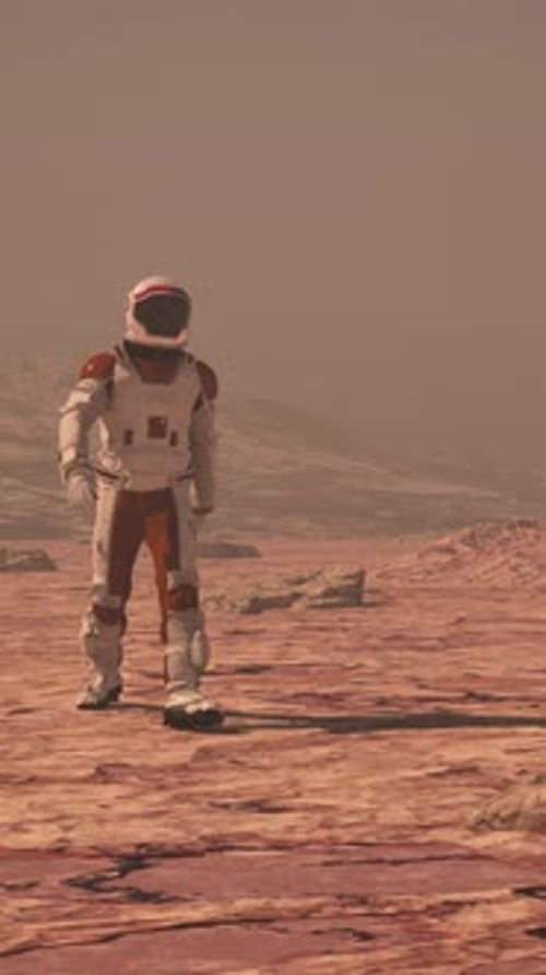 Family colonists to Mars, a man, a woman and a child.