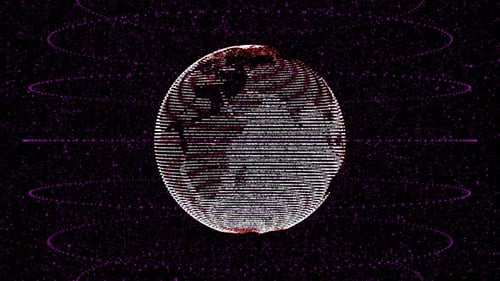 Futuristic Digital Earth Globe Rotation with Glitch Effect