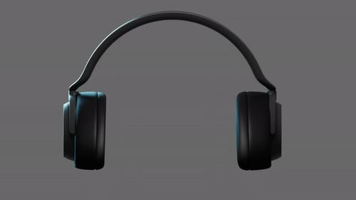 overhead headphones on dark background isolated with vibration effect. video has alpha channel