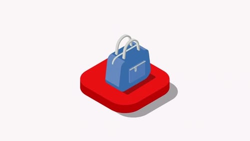 Isometric Shopping Bag Icon Animation for E-commerce