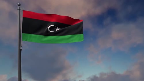 Drapeau de la Libye sur mât - 4K