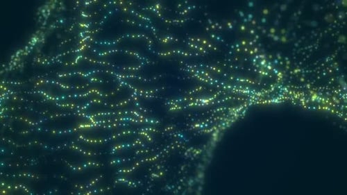 Abstract Digital Wave of Glowing Particles Background