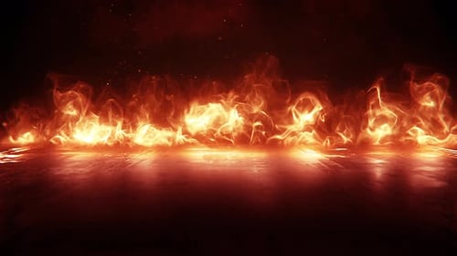 Burning Fire Flames And Reflection Loop 4K