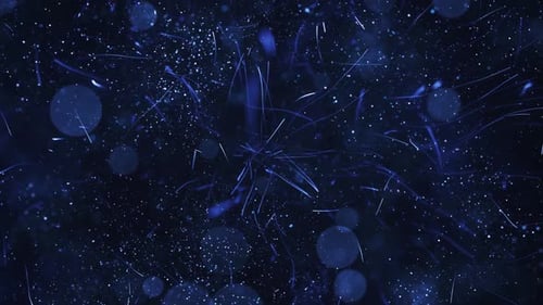 Abstract Blue Particles and Light Streaks Animated Loop Background