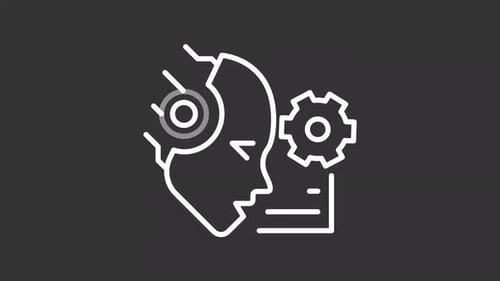 Animated AI Brain and Data Processing Line Icon