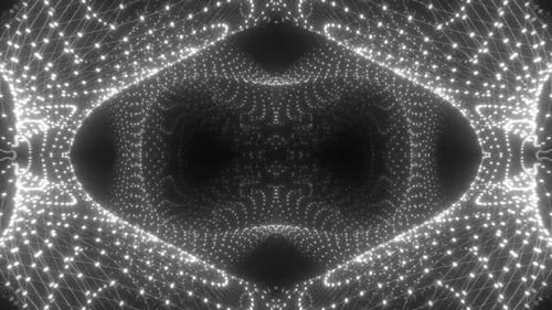 Abstract digital tunnel with glowing lights creates futuristic journey