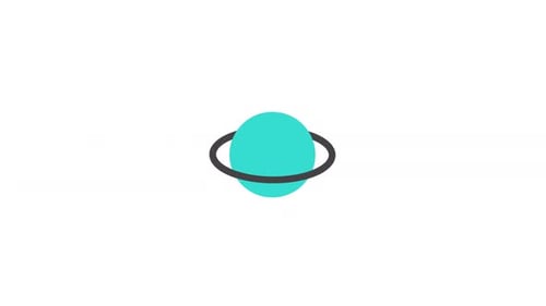Flat Design Planet with Ring Rotating Animation