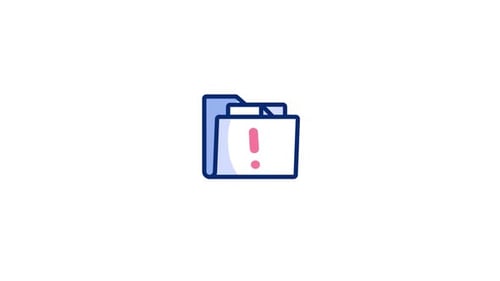 Animated Folder with Warning Exclamation Mark Icon