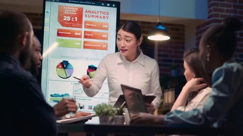 Energetic Team Discusses Analytics in Modern Workplace