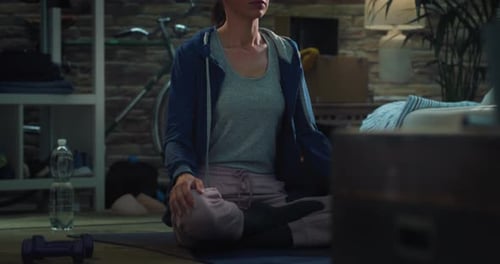 Cinematic close up shot of young woman in home w
