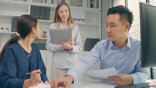 Group of young businessman and businesswoman people working in office.