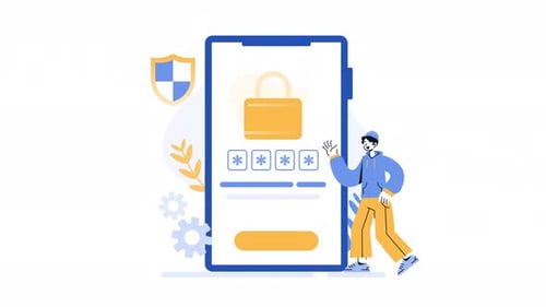 Otp security animation safe onetime password protection for data privacy. Suitable for cybersecurity