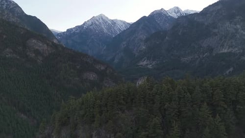 Aerial View of Majestic Mountains and Lush Forests in British Columbia, Canada
