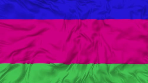 Waving Fabric Flag with Blue Pink Green Stripes