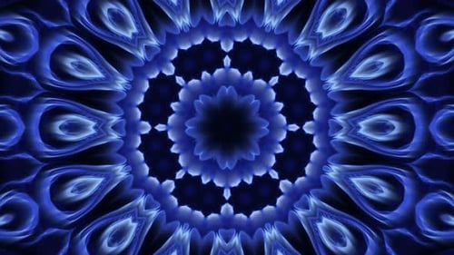 Abstract Blue Glowing Kaleidoscope Pattern Background Loop