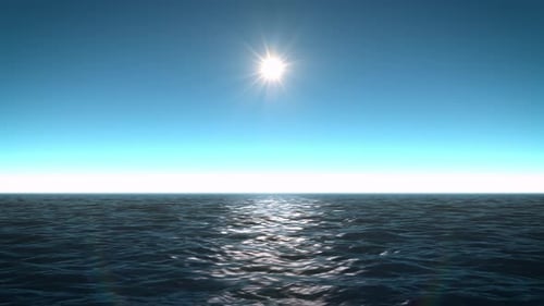 Looping Nature Landscape Of Sun And Waving Ocean