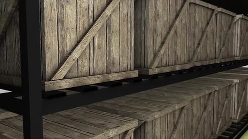 Des caisses en bois dans un espace de rangement moderne