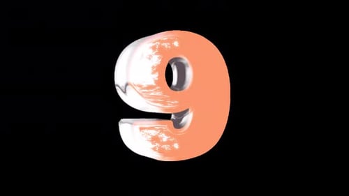 Animated 3D Number Nine with Modern Reflective Effect