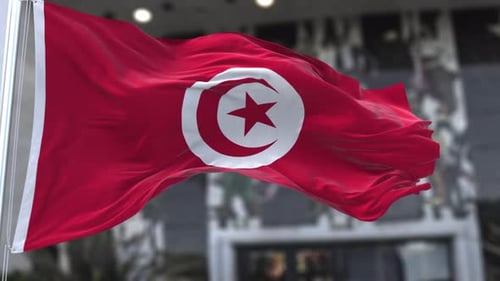 Waving Tunisian Flag Seamless Loop