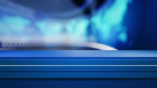 World Map Background With News Presenter Table