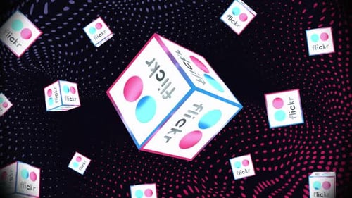 Floating Rotating 3D Cubes with Dynamic Abstract Dot Pattern Background