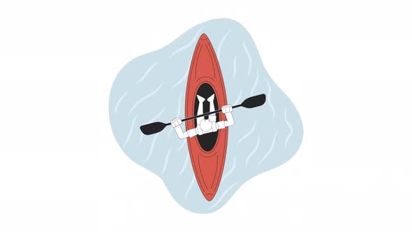 Kayaking Activity in River Bw Cartoon Animation, Elements Motion ...
