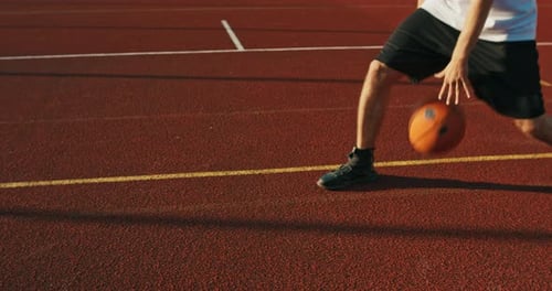 Man in Sportswear Plays Tennis with Company at Playground Court Shows Skills After Hard Day