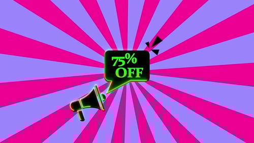 Vibrant Neon Megaphone Announcing Discount Promotion Animation