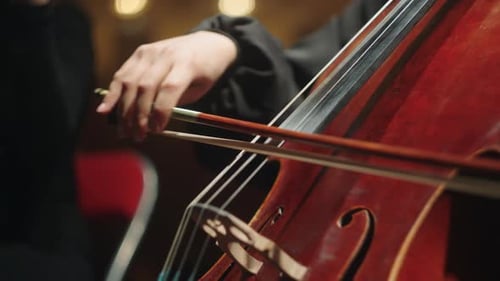 Close Up of Cello Playing With Bow