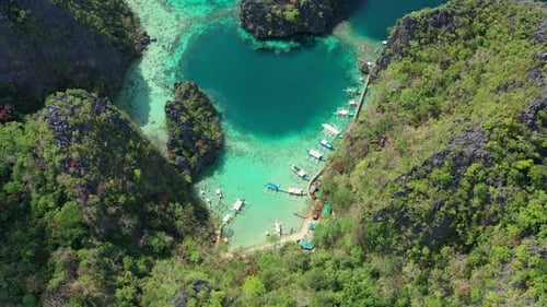 Aerial view of the lagoons of Coron Island