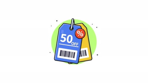 Animated Price Tags with 50 Percent Off Discount