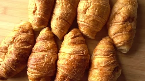 Overhead Shot of Delicious Golden Croissants
