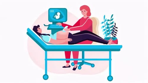 Flat Design Animation of Prenatal Ultrasound Medical Examination